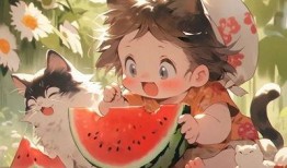 动漫男孩吃瓜头像图,动漫男孩的悠闲夏日时光